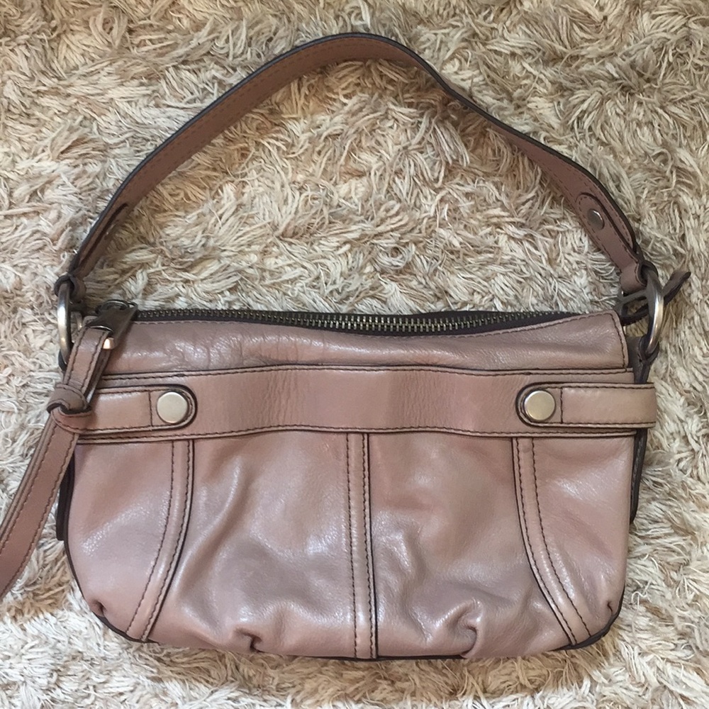 Fossil Fifty-Four Taupe Leather Satchel